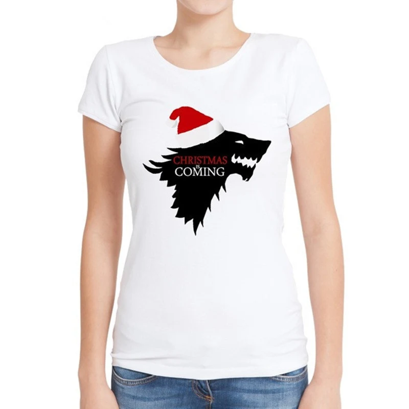 Рождественская футболка Женская Повседневная с коротким рукавом женская