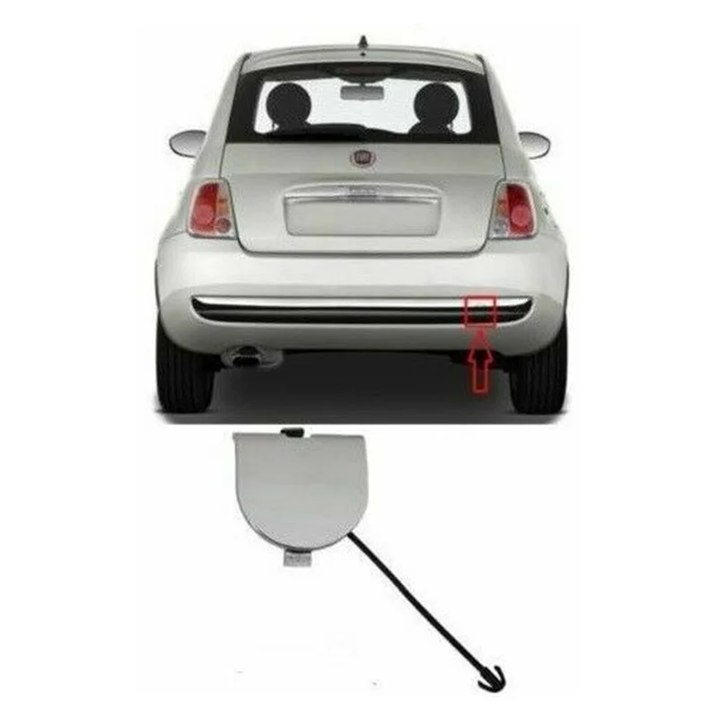 

1PCS Rear Bumper Towing Eye Cover For Fiat 500 2007-2012 Full Chrome 735455393 New Auto Accessories