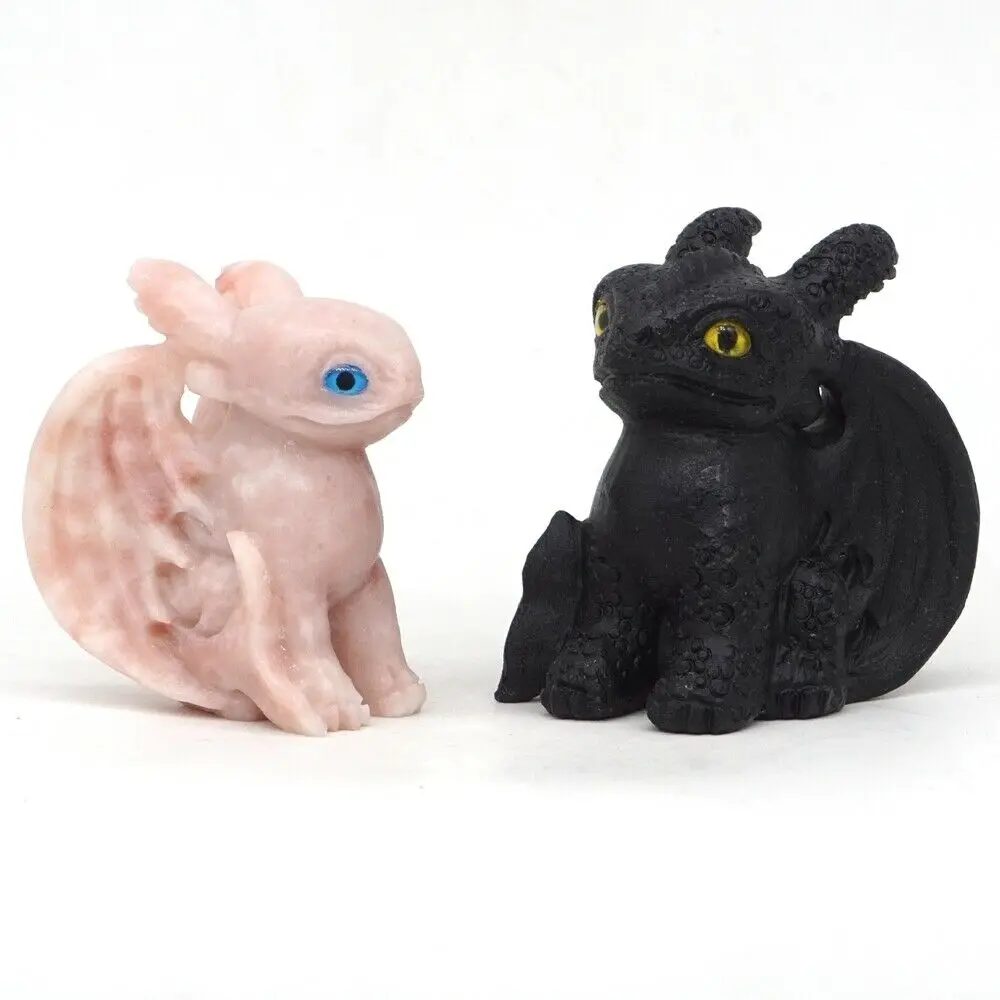 Пара ночной ярости натуральный розовый опал и черный обсидиановый Кристалл