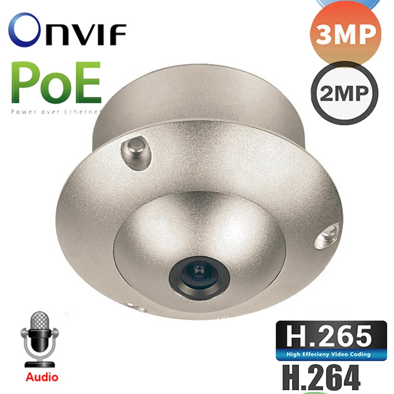 

3MP Wide Angle Lens Mini 1080P Flying Saucer Dome H.265 H.264 Security Surveillance CCTV IP Camera POE UFO Camera for Elevator