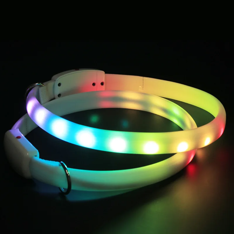 

Adjustable Colorful USB Charging Led Dog Collar Anti-Lost/Avoid Car Accident Collar For Dogs Puppies Dog Collars Leads Supplies