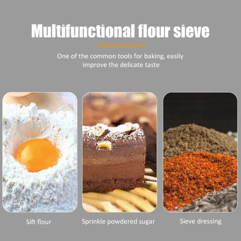 

Handheld Mesh Flour Sifter Cake Baking Sieve Fine Mesh Flour Sifter Sugar DIY Kitchen Handheld Semi Automatic Filter Baking Tool