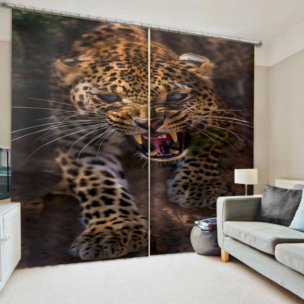 

Luxury Blackout 3D Window Curtain For Living Room tiger curtains 3D Curtains For Living room Bedding room Office