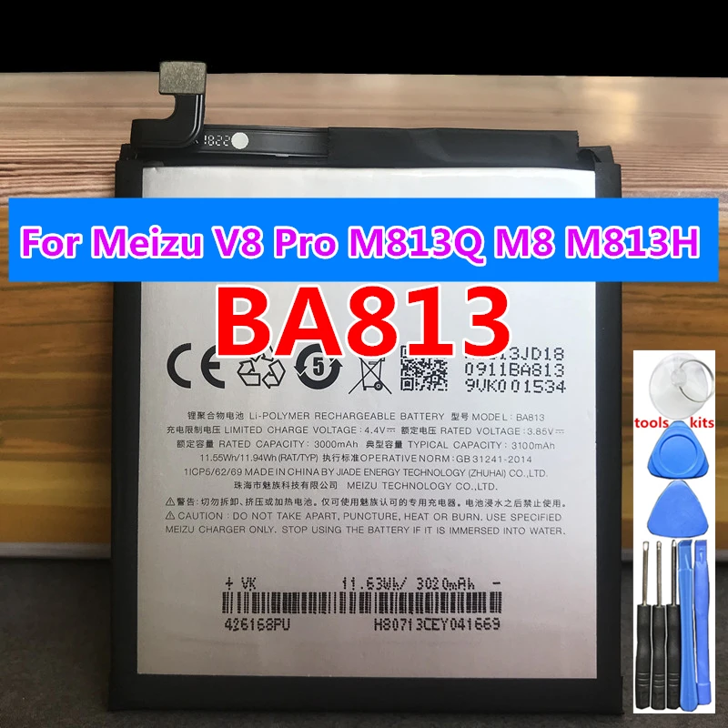 

100% Original 3100mAh BA813 Battery For Meizu V8 Pro M813Q M8 M813H Mobile Phone High Quality Battery