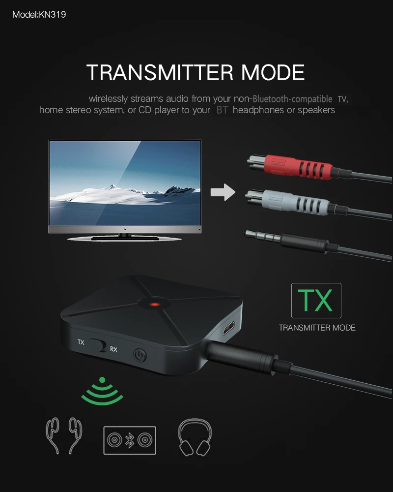 2 в 1 Bluetooth-совместимый приемник 4 и передатчик беспроводной адаптер аудио с 3 5 мм AUX