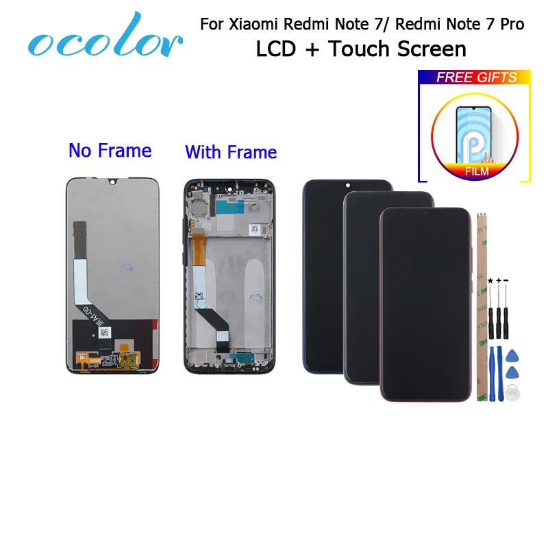 Ocolor для XiaoMi Redmi Note 7 ЖК дисплей + сенсорный экран дигитайзер Замена с рамкой пленка