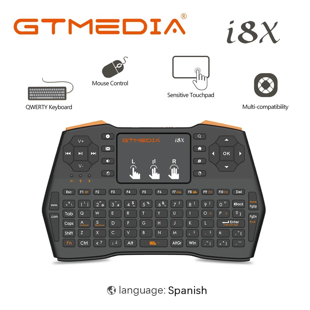Беспроводная мышь 2 4 Ghz Air Mouse i8X Mini Keyboard Ingles Espanol Teclado inalambrico para TV Box con Android /