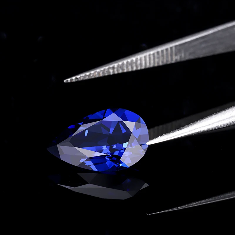 Грушевидная огранка выращенный в лаборатории королевский синий сапфир для
