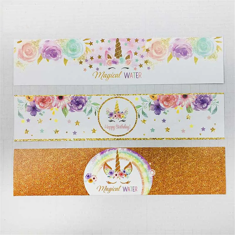 24 шт. украшение душевой кабины Единорог бутылки наклейки на день рождения радуга