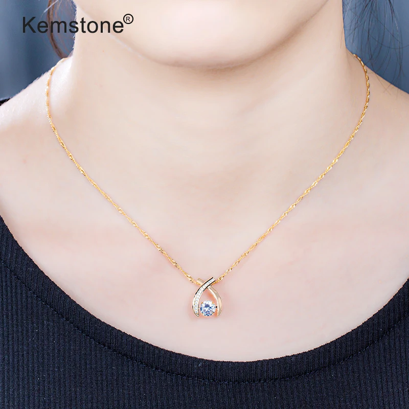 Kemstone элегантный медный сплав золотой цвет кубический цирконий ювелирные изделия