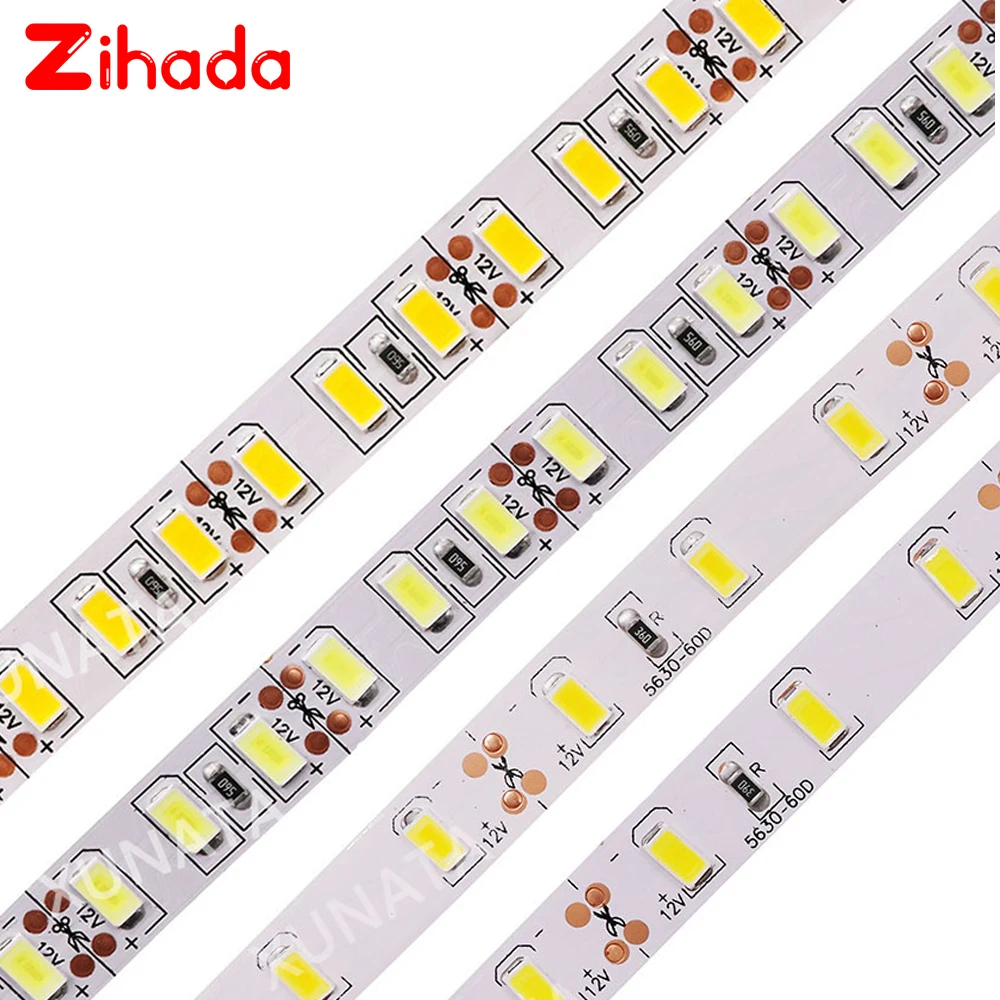Светодиодный светильник SMD 5630 5730 1 м 2 3 4 5 50 см 12 в пост. Тока 120 светодиодный гибкий