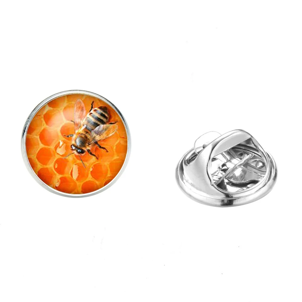 2019 Exquisite Golden Honeycomb Brooches Honey Bee Lapel Pins Handmade Glass Insect Animal Jewelry for Men Women | Украшения и