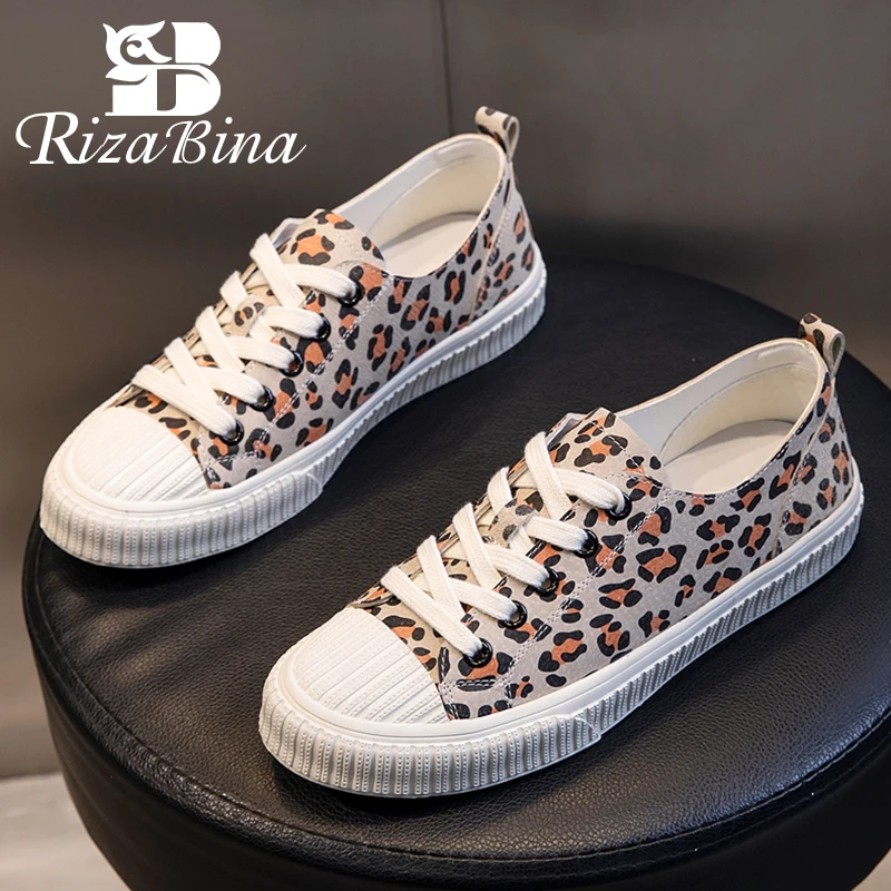 

RIZABINA Women Sneakers Real Leather New Arrival Flats Shoes Woman Lace Up Fashion Pring Casual Daily Lady Footwear Size 35-40