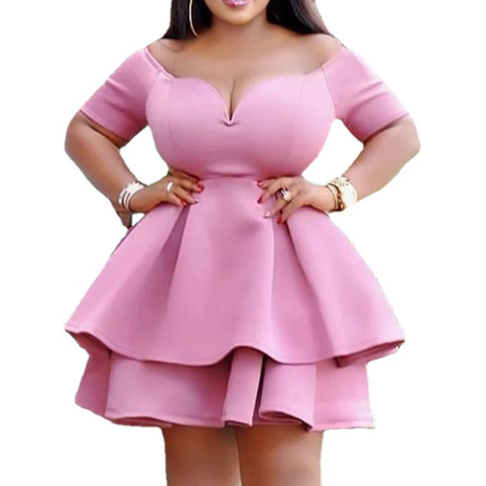 

Office Lady Women Dress Spring Summer New Fashion Casual Oversize African Hot Sale Ruffle High Waist One Shoulder Sexy Low-cut