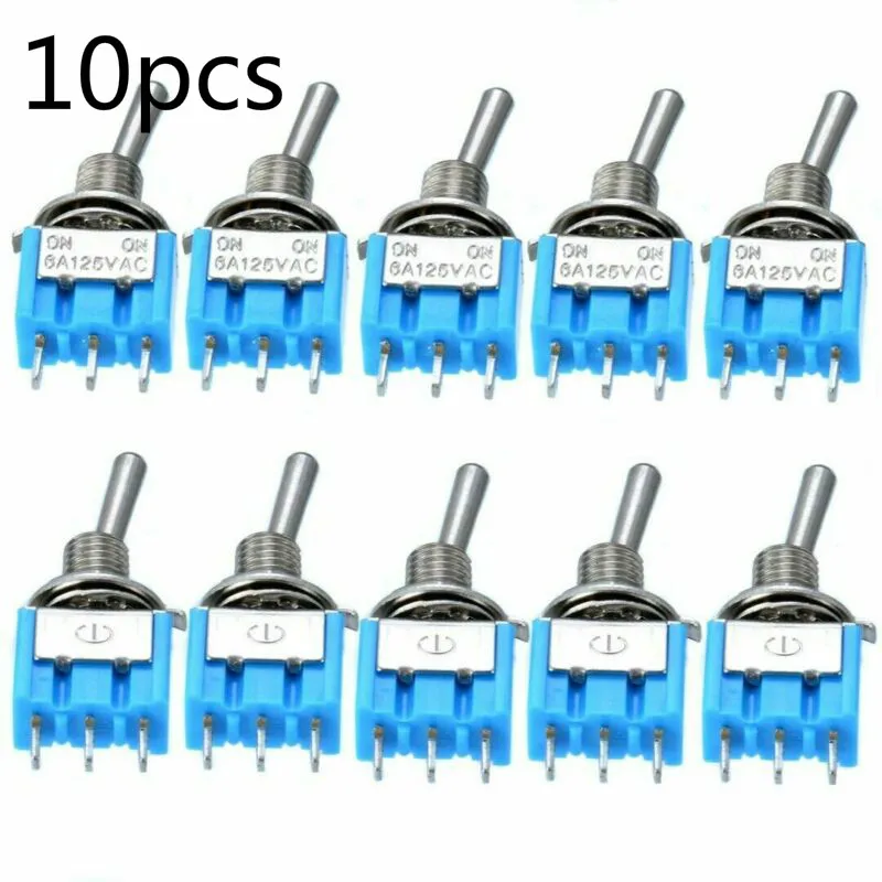 10 шт. миниатюрный переключатель переменного тока 125V/3A синий SPDT фиксации Вкл/на 2