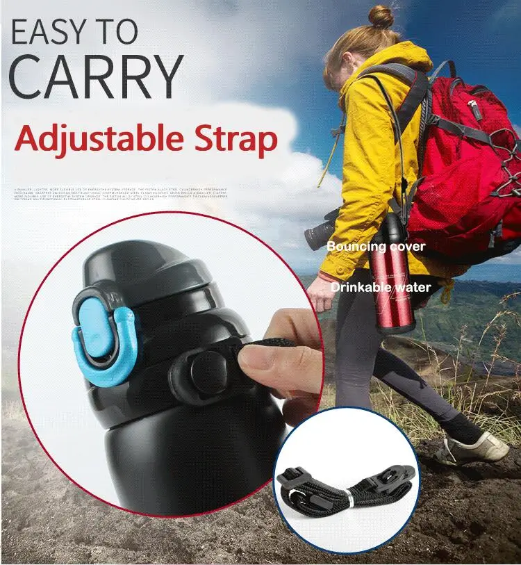 Большой спортивный термос ZORRI 800 мл для улицы вакуумные фляжки из нержавеющей