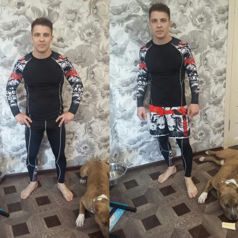 Спортивная футболка, мужские колготки для бега, тренировочная футболка, спортивная одежда, Кроссфит, бодибилдинг, компрессионная, ММА Рашгард, мужская спортивная одежда, бренд