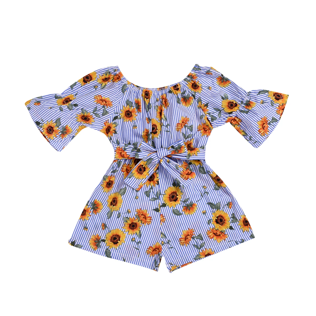 

0-5T Fashion Toddler Baby Girl Floral Clothes Sunflower Print Striped Rompers Jumpsuit One-Piece Outfit Sunsuit