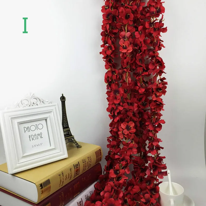 I DIY красочные искусственные шелковые фиолетовые плюща Висячие Цветы для гирлянды настенные Висячие растения Свадебные вечерние украшения для дома и сада - Цвет: I