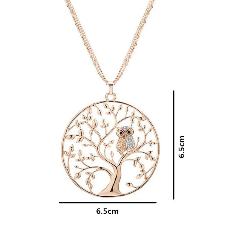 

SA SILVERAGE Tree of Life Necklace European American Personality Zircon Animal Owl Necklace Creative Circle Hollow Life Tree