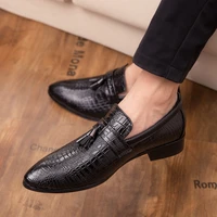 men leather loafers shoes outdoor handsome comfortable brand breathable men pointed top tassel casual shoes size 38 46 4