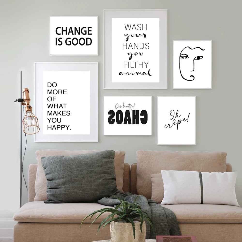 

Calm Inspiring Quotes Wall Art Canvas Painting Nordic Black White Letters Wall Posters Prints For Living Room Modern Home Decor