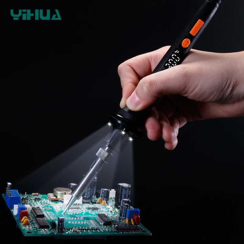Паяльник YIHUA 928D II Электрический с 3 светодиодный лампами паяльник цифровым