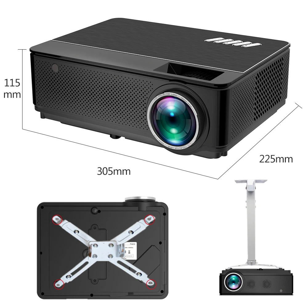 Проектор Poner Saund M6 1280x800p HD беспроводной проектор с поддержкой Wi-Fi Android 6 0 Full 1080P