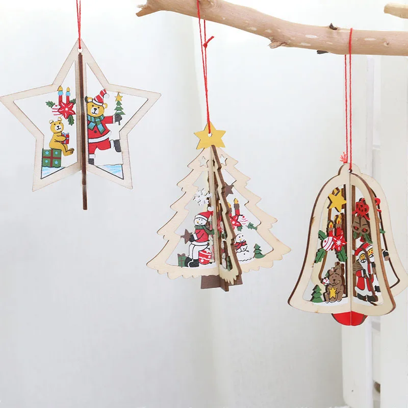 DIY деревянные елочные украшения Украшение Висячие рождественские для домашнего