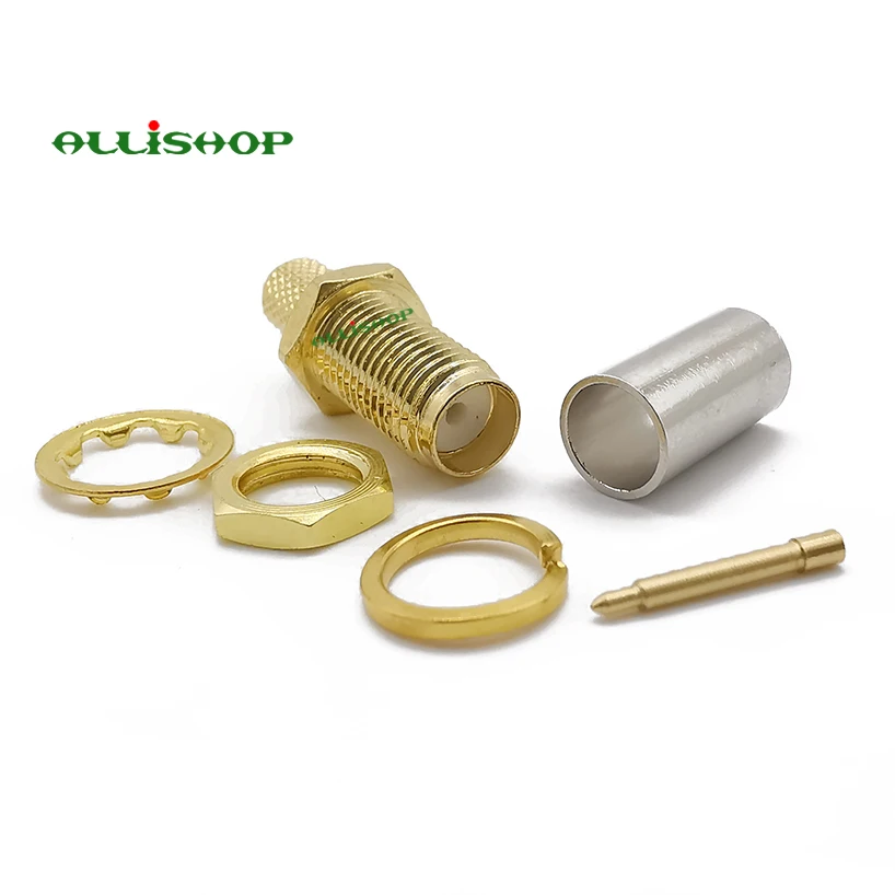 RP SMA гнездовая вилка с переборкой RF коаксиальный разъем обжимной RG58 RG142 LMR195 RG400