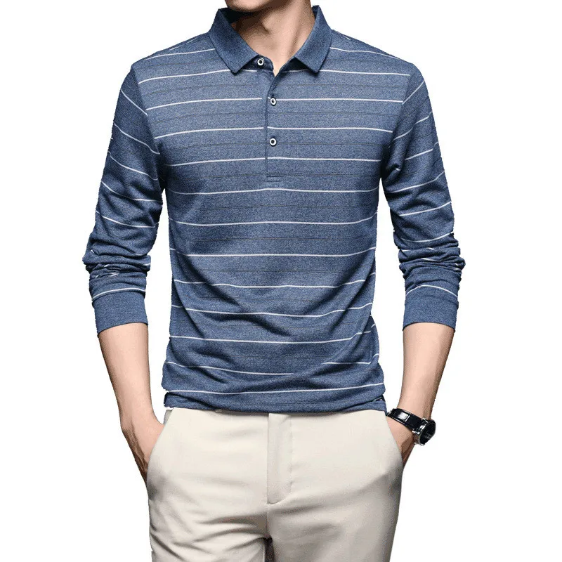 

Ymwmhu 2021 New Striped Polo Shirt for Man Fashion Autumn T-shirt Long Sleeve Clothing Men Korean Style Business Polo Shirt