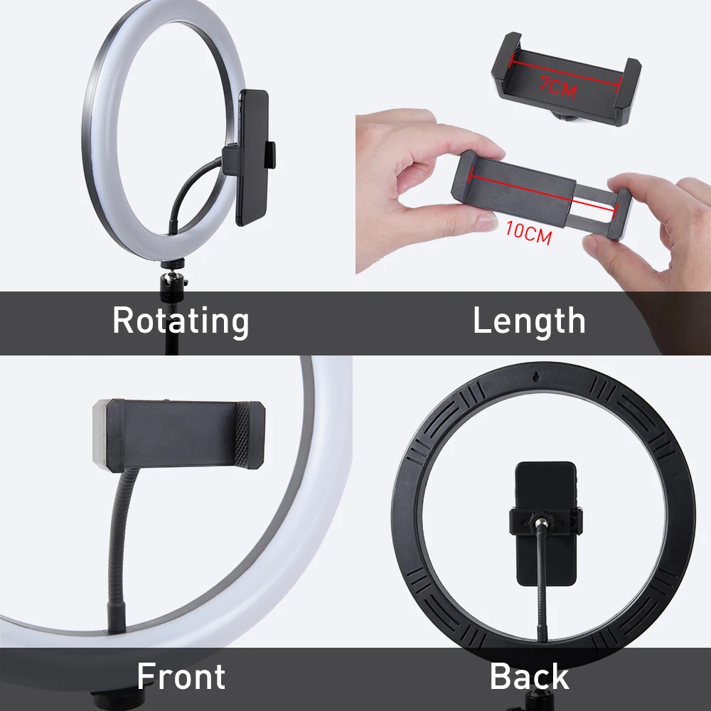 Фотографический светильник ing затемнения светодиодный селфи кольцо со штативом