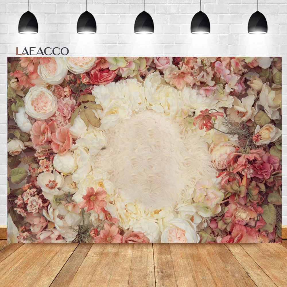 

Laeacco Flower Bed Newborn Photocall Backdrop Spring Floral Maternity Infant Portrait Photography Background For Photo Studio