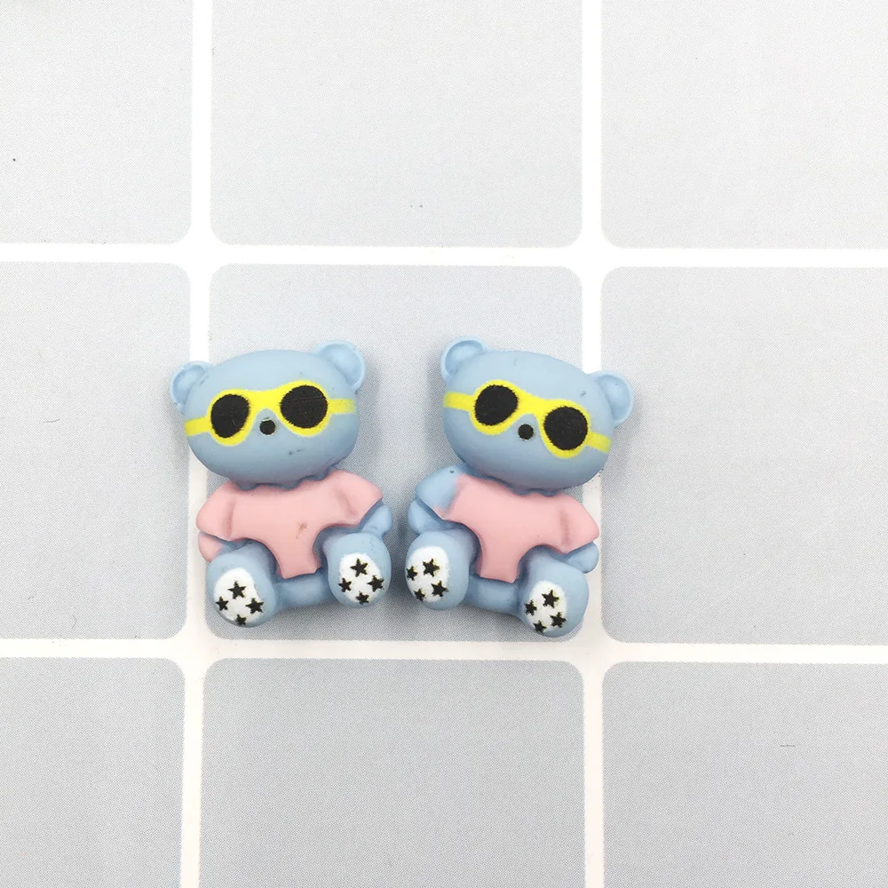 Миниатюрный кавайный стеклянный медведь с плоским основанием кабошон сделай сам