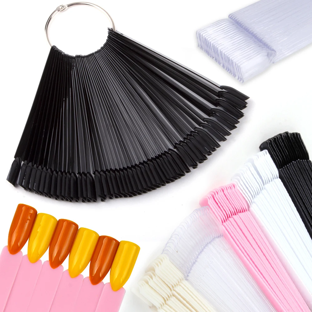 

24/50Pcs False Nail Display Tips Fan Nature Round Full Cover Display Acrylic UV Gel Polish Practice Fake Nails Manicure Accessor