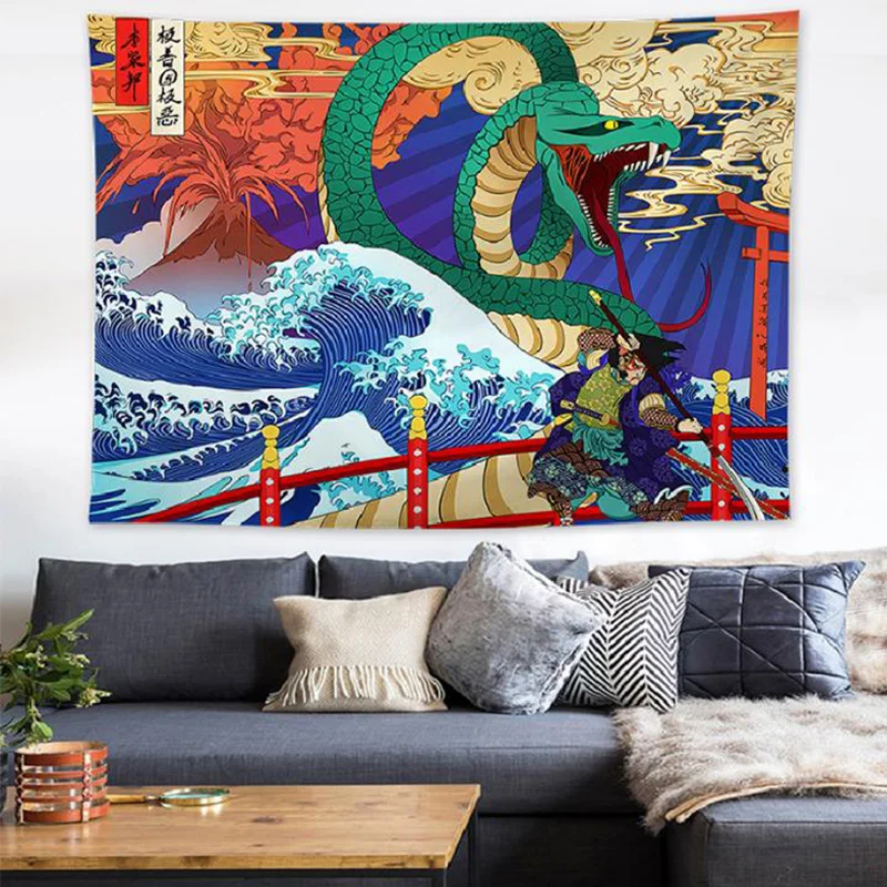 Настенный гобелен с волнами Kanagawa домашний тканевый Декор полиэфирная ткань