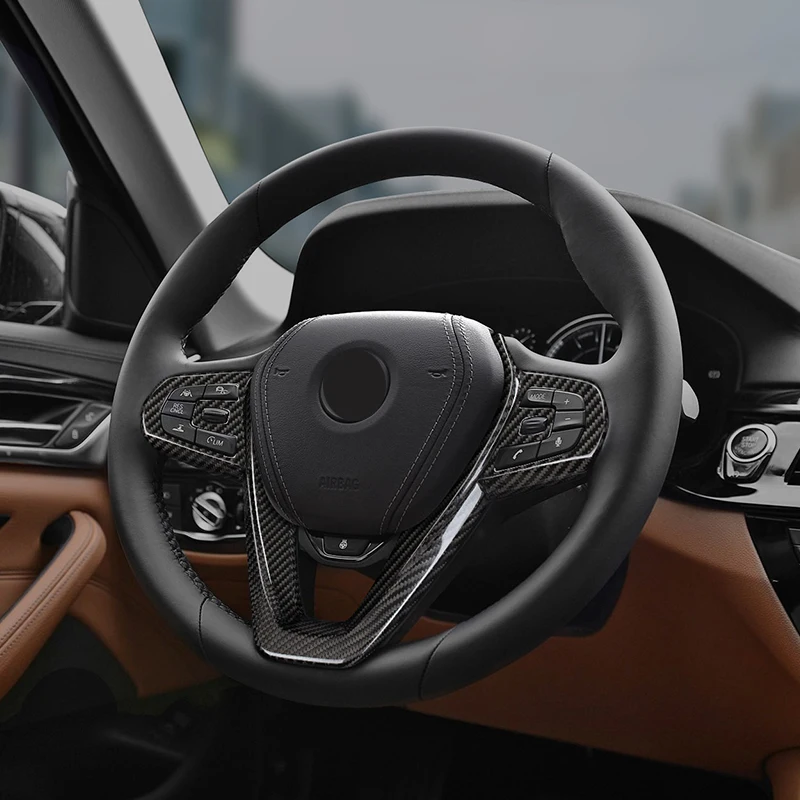 

Черная Сухая накладка на руль из углеродного волокна, автозапчасти для BMW 5 серии G30 520d 530d xDrive