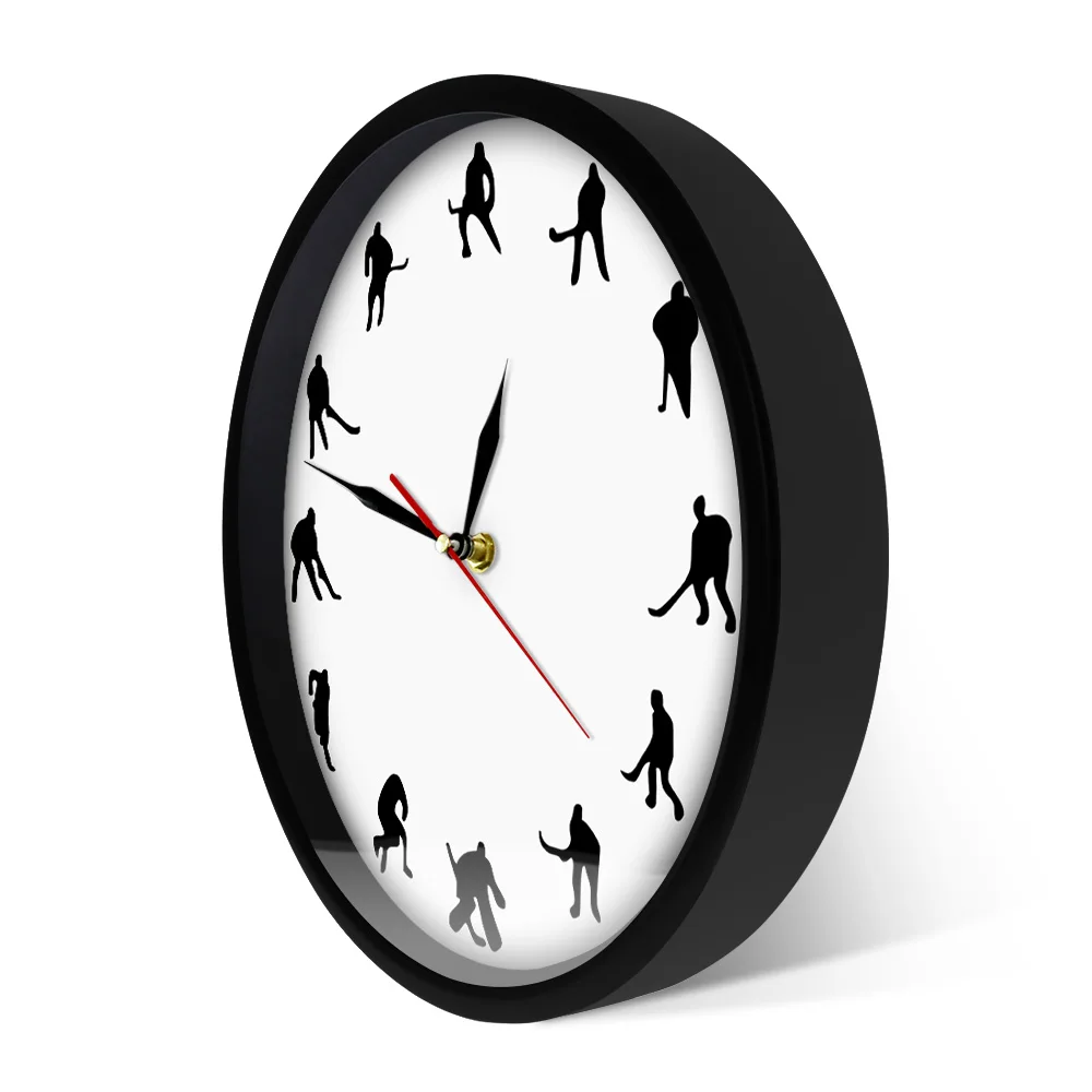 Настенные часы для хоккея минималистичный дизайн с шайбой спорта комнаты