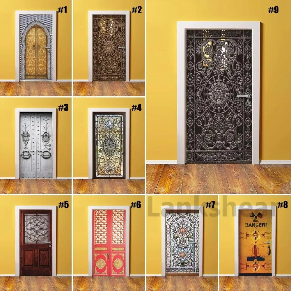 

Home Decor DIY Door PVC Waterproof 3D Print Environmental Classical Pattern Protection Sticker Self Adhesive Art Paper Bedroom