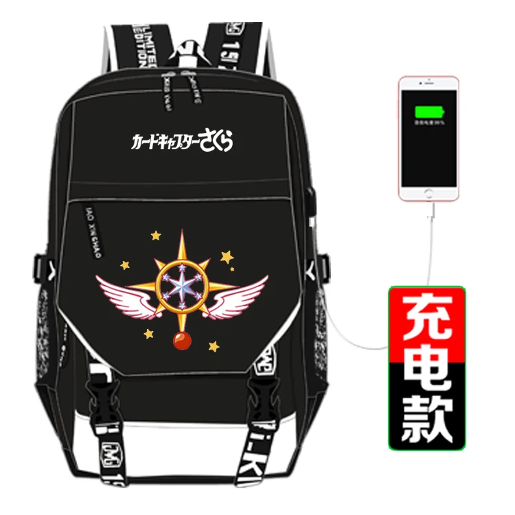 

Anime KINOMOTO SAKURA Magic USB Backpack School Bag Wo Men Travel Bags Cosplay Kids Teens Student School Bags Bookbag Gift