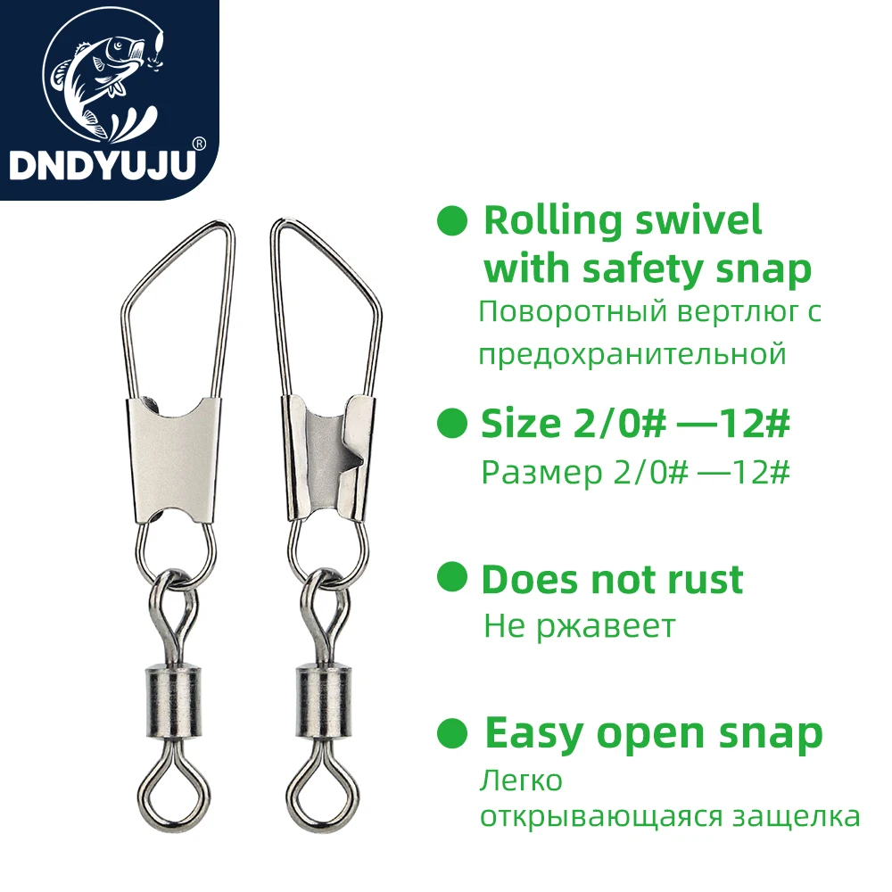 

DNDYUJU 1000pcs Stainless Steel Fishing Connector Safety Snap Saltwater High Strength Swivel Fishing Swivel Fishing Accessories