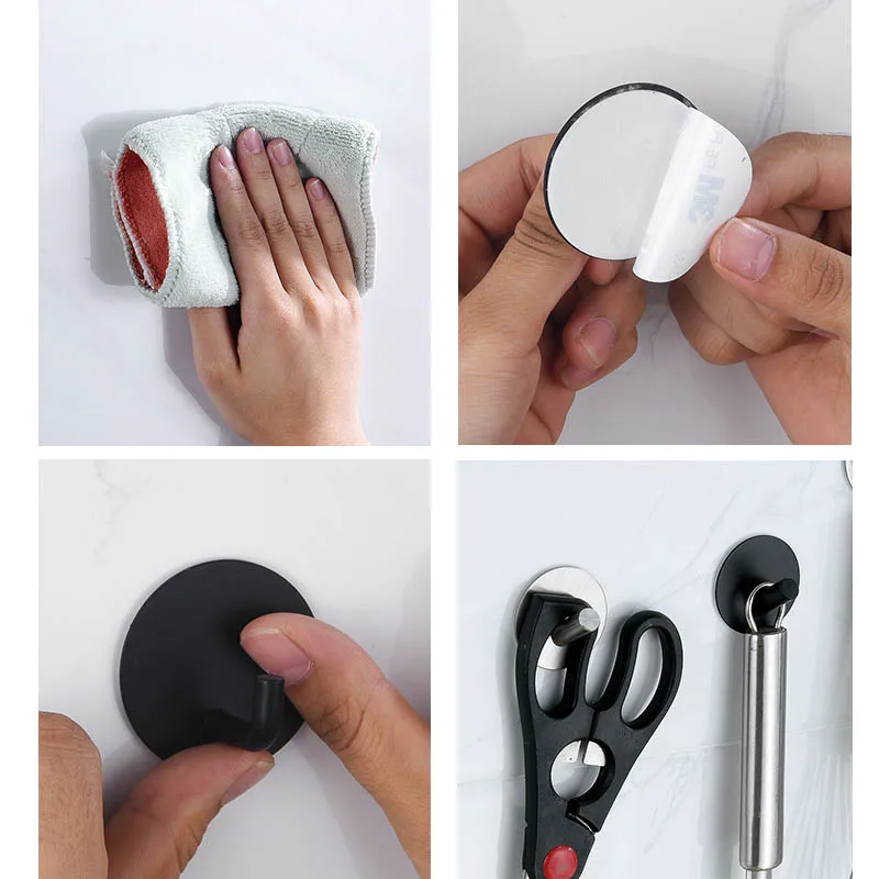 

1PC Stainless Steel High-end Hook Self Adhesive Clothes Bag Key Kitchen Hanger Organizer Towel Bathroom Rack Accessory
