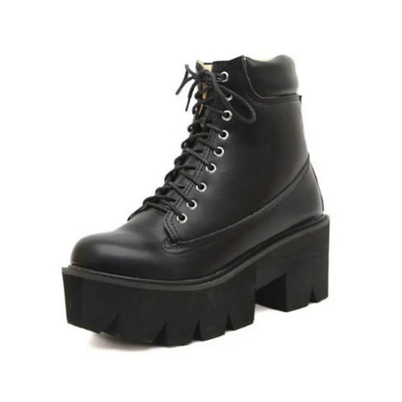 

Fashion 2019 Women's Shoes Classic Martin Boots Wedges Ankle Boots Square Heels Sliver Lace-up Boots Platform Ankle Boots