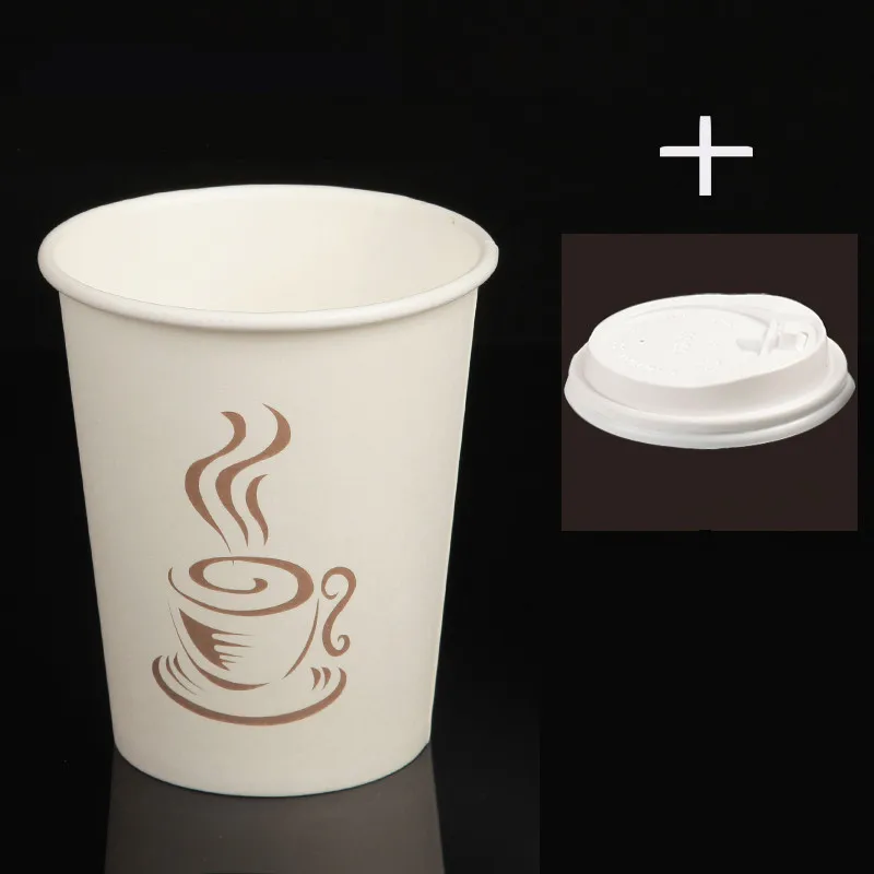 cup and lid1 50 шт Высокое качество белые одноразовые кофейные чашки на вынос посылка 8 унций 12 унций 16 унций креативный холодный горячий напиток чай бумажный стаканчик с крышкой - Цвет: cup and lid1
