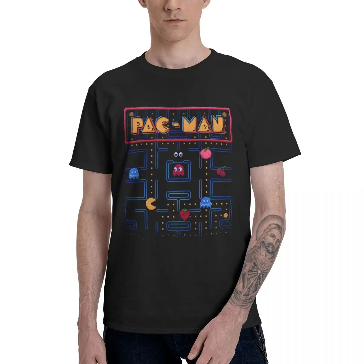 

Удобная мужская футболка Pac-Man, модная удивительная классическая мужская футболка с круглым вырезом