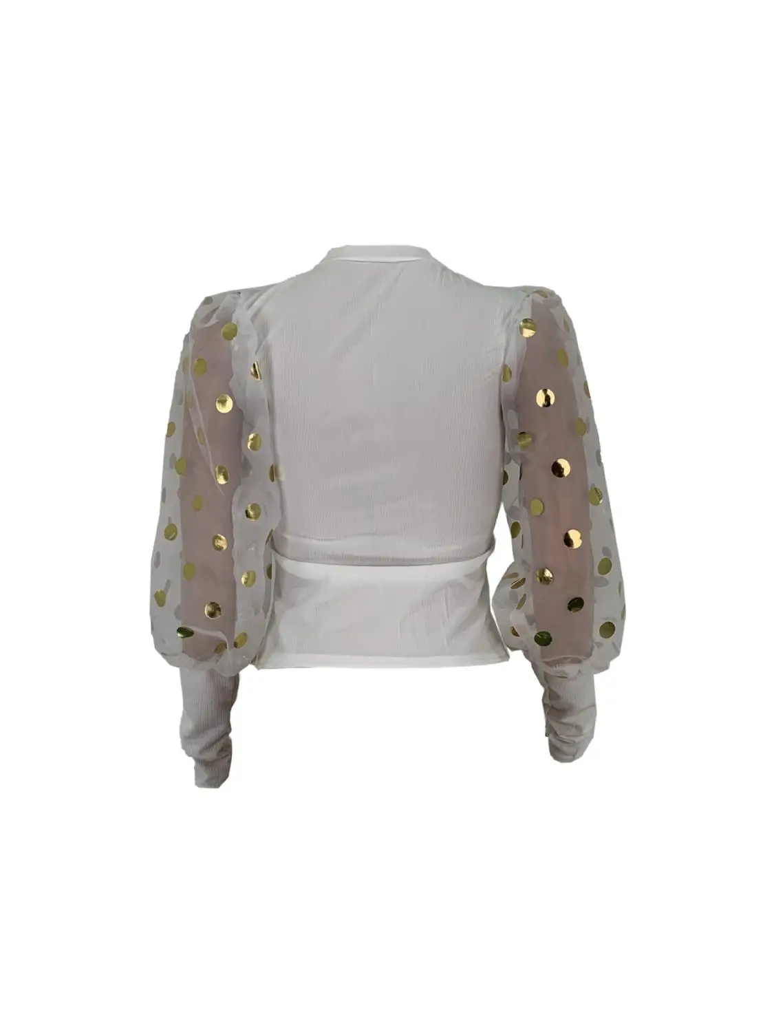 Модная стильная женская сетчатая белая футболка с блестками и рукавом-бабочкой