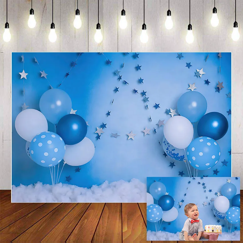

Фон для фотосъемки Mehofond синие воздушные шары звезды новорожденный мальчик торт разбивать день рождения Портрет фон фото студия реквизит