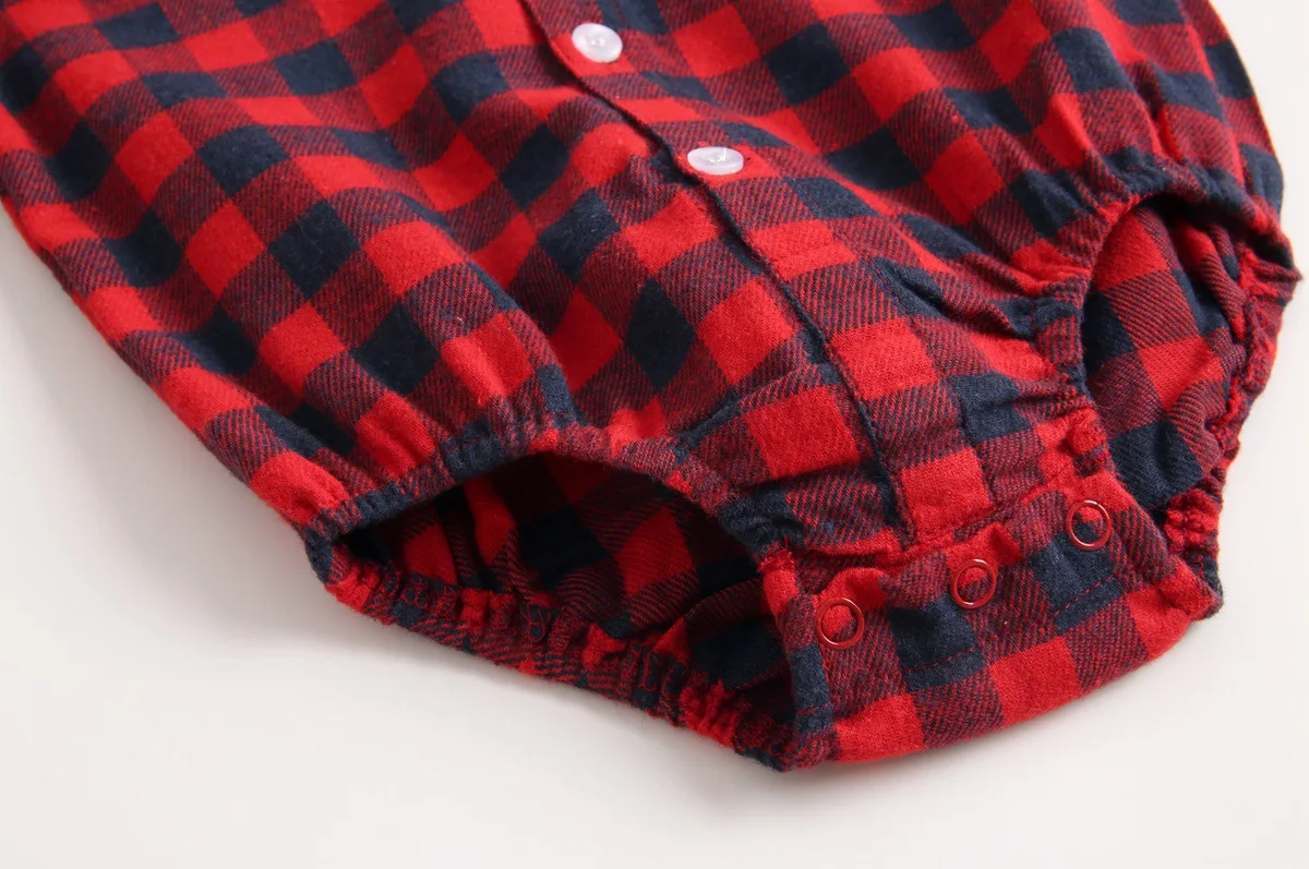 Casual Korean Baby Body Plaid Shirt Bodysuit for Newborns Long Sleeve Bodysuit for Babies Spring Autumn New Cute Baby Bodysuit