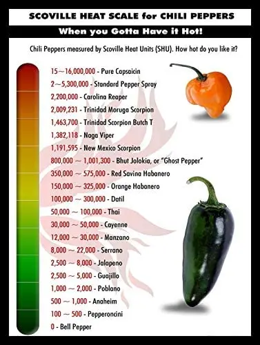 

Scoville Heat Scale for Chili Peppers Retro Metal Sign/Plaque Wall Vintage/Gift-Tin Sign 12x16 inch