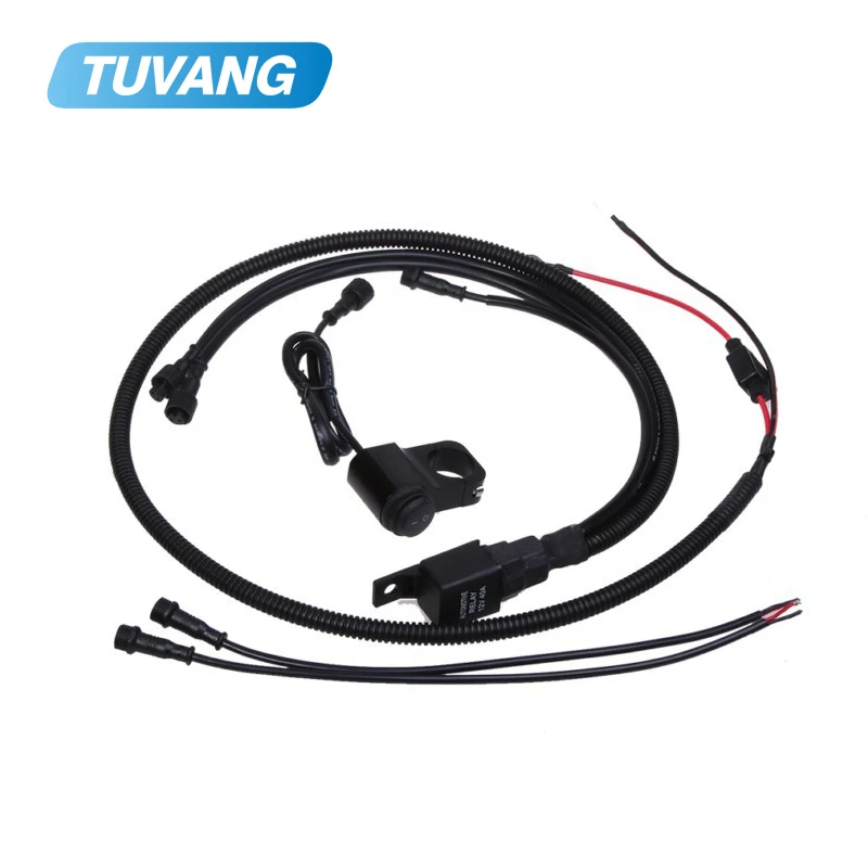 1set Wiring Harness for Led motorcycle headlights spotlight Wire Cable Switch 40A Relay Kit Motorcycle ATV Driving Light Control
